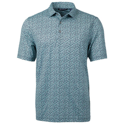 2024 Cutter & Buck Pike Magnolia Print Polo - Fresh Mint/Navy Blue