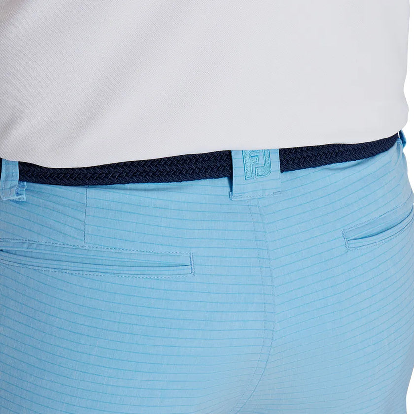 2024 FootJoy Lightweight Stripe Men's Golf Short - Heather Blue/Sky closeup