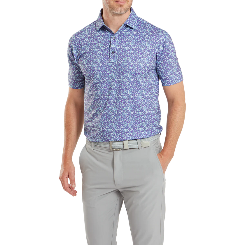 2024 FootJoy Men's Primrose Print Lisle Polo - Thistle