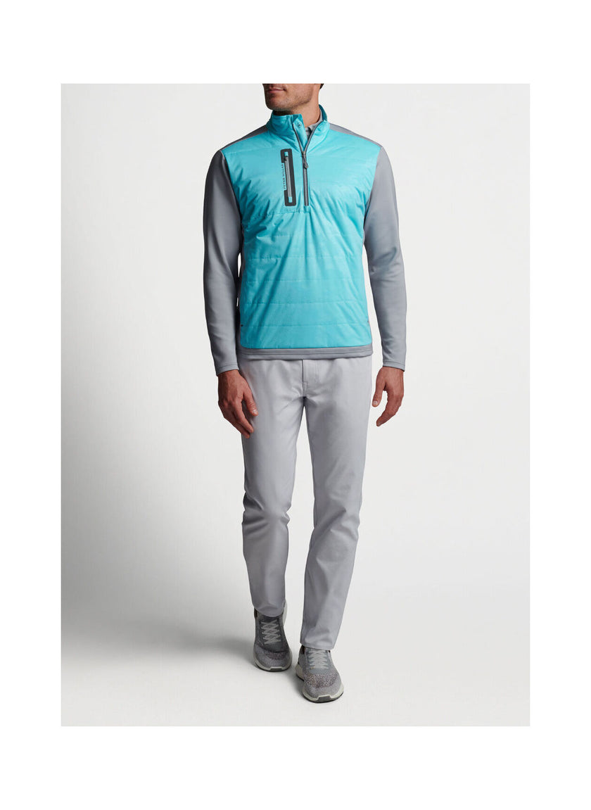 2024 Peter Millar Men's Hyperlight Weld Elite Hybrid Half-Zip - Beach Glass / Gale Grey
