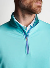 2024 Peter Millar Men's Perth Performance Melange Quarter-Zip - Radient Blue