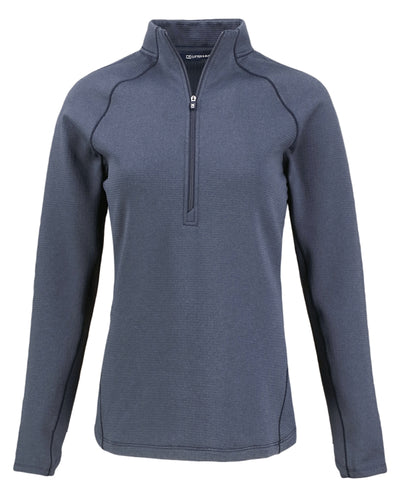 2025 Cutter & Buck Women's Peshastin Eco Fleece Half Zip Pullover - Navy Blue Heath