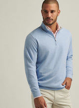 2025 Peter Millar Men's Crown Comfort 1/4 Zip Pullover - Light Blue