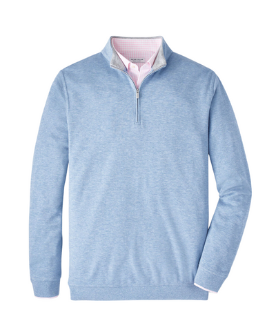 2025 Peter Millar Men's Crown Comfort 1/4 Zip Pullover - Light Blue
