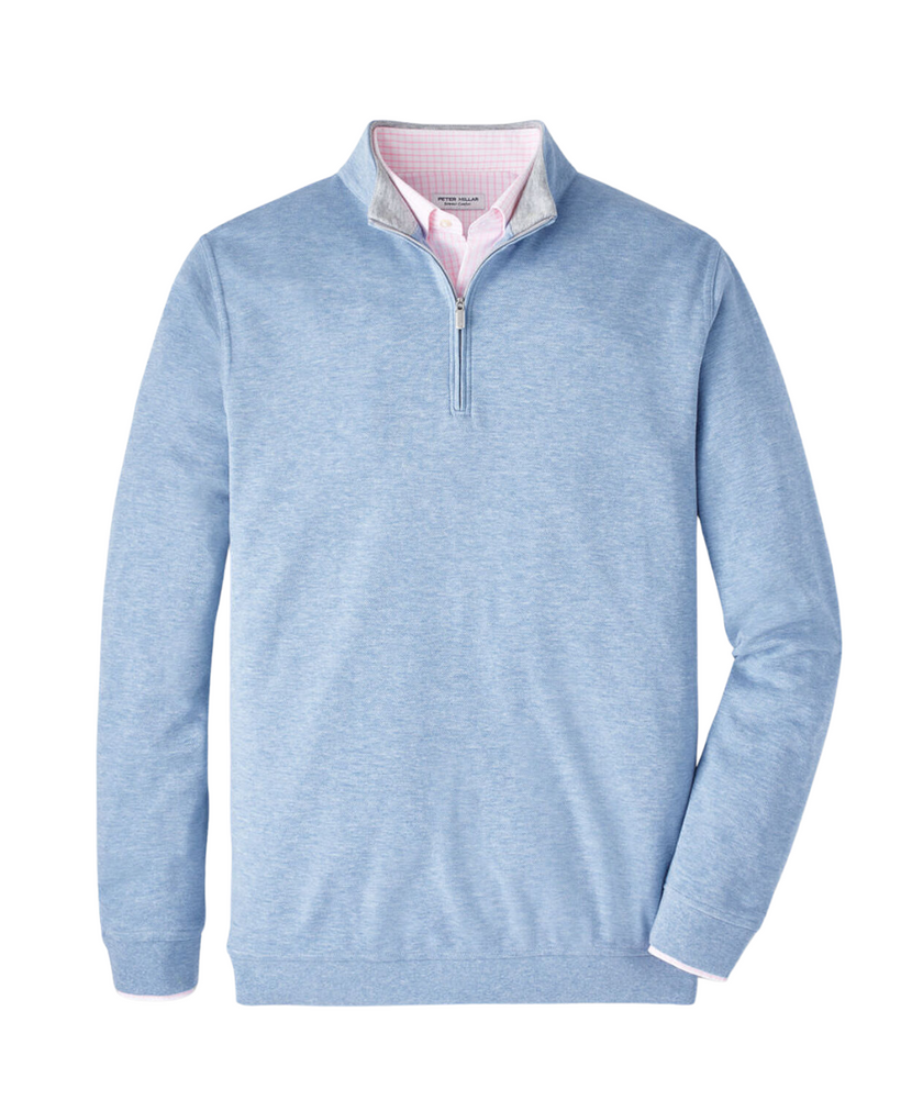 2025 Peter Millar Men's Crown Comfort 1/4 Zip Pullover - Light Blue
