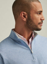 2025 Peter Millar Men's Crown Comfort 1/4 Zip Pullover - Light Blue