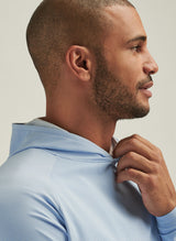 2025 Peter Millar Men's Pine Sugar Stripe Performance Hoodie - Blue/White