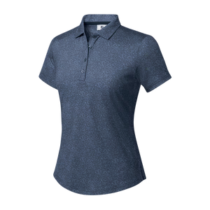 FootJoy Women's Lisle Speckle Short Sleeve Print Shirt - Navy
