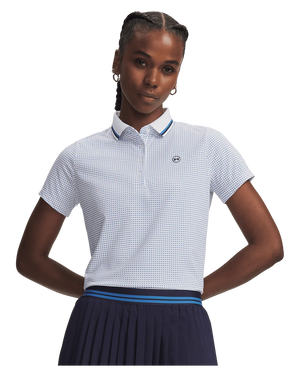 Under Armour Women's ArmourDry Printed Polo - White/Aegean Blue/Midnight Navy
