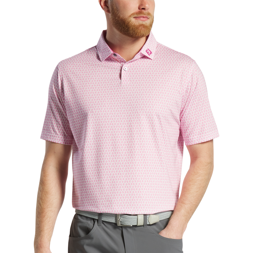 2025 FootJoy Salamander Print Lisle Polo - White/Pink