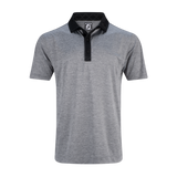 2025 FootJoy Heather Stripe Lisle Polo - Heather Charcoal/Black