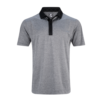 2025 FootJoy Heather Stripe Lisle Polo - Heather Charcoal/Black