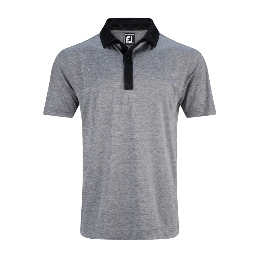 2025 FootJoy Heather Stripe Lisle Polo - Heather Charcoal/Black