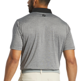 2025 FootJoy Heather Stripe Lisle Polo - Heather Charcoal/Black