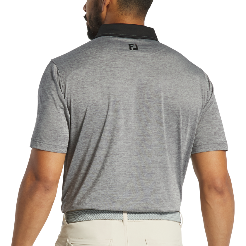 2025 FootJoy Heather Stripe Lisle Polo - Heather Charcoal/Black