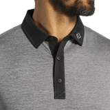 2025 FootJoy Heather Stripe Lisle Polo - Heather Charcoal/Black
