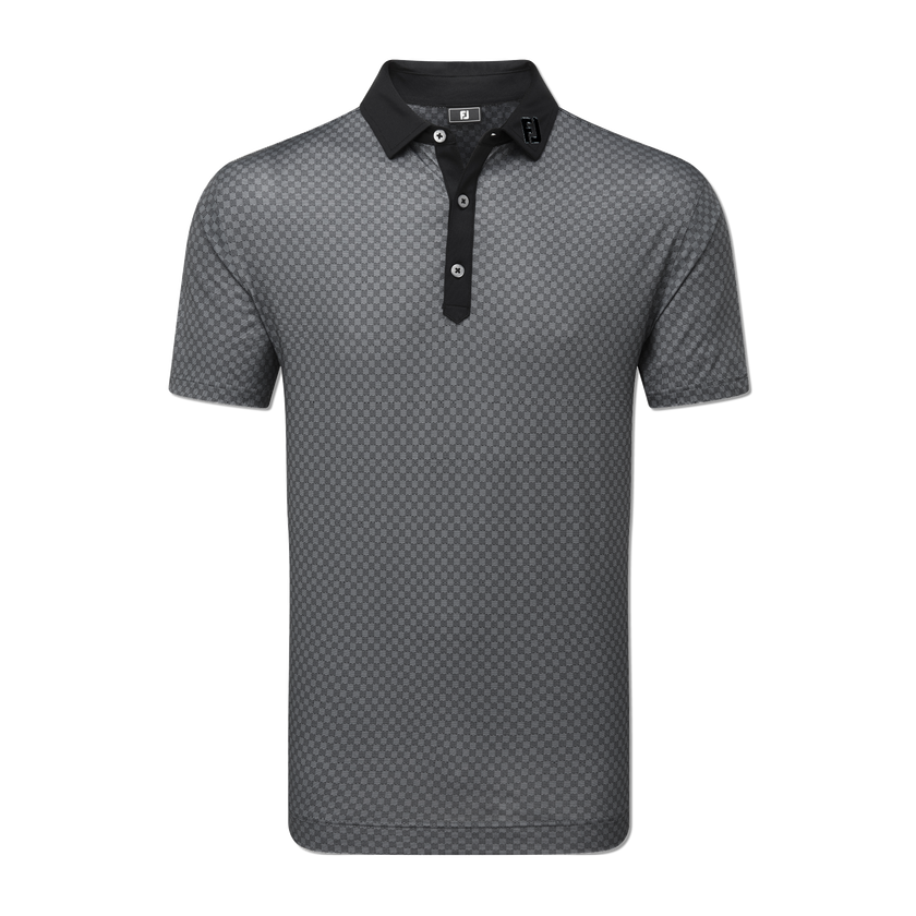 2025 FootJoy Men's Checker Print Jacquard Polo - Black/White