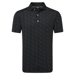 FootJoy Men's Wingtip Floral Lisle Polo - Black/White