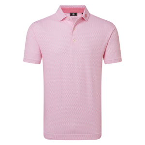 FootJoy Men's Scallop Geo Pique Polo - Vivid Violet/White/Pink Pop