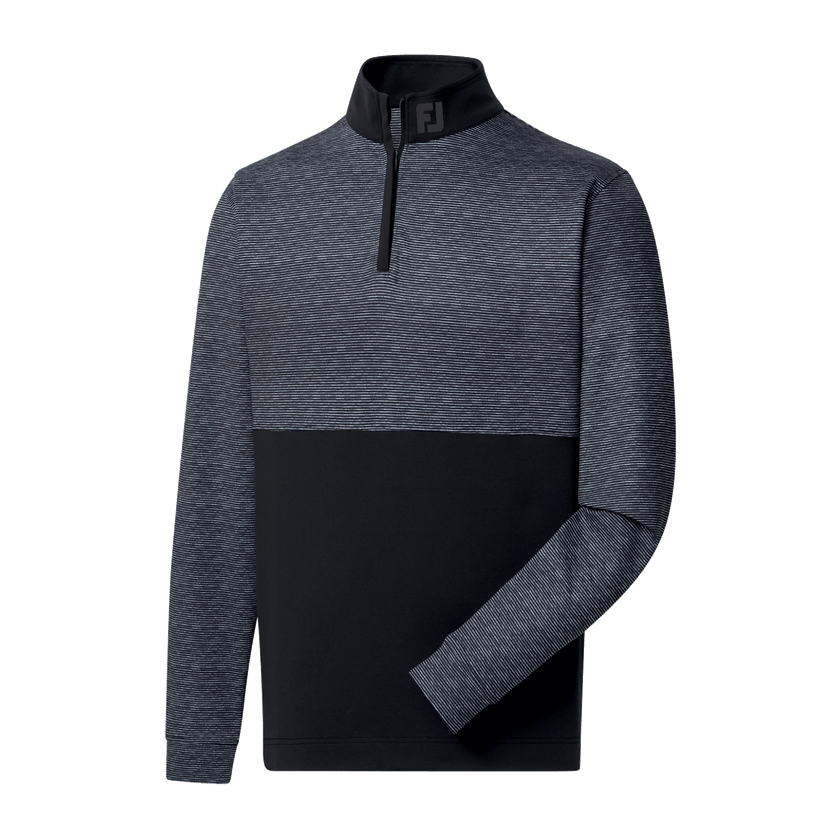 2024 FootJoy Men's Space Dye Stripe Blocked Quarter-Zip Pullover - Black
