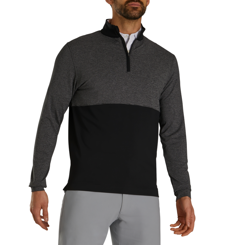 2024 FootJoy Men's Space Dye Stripe Blocked Quarter-Zip Pullover - Black