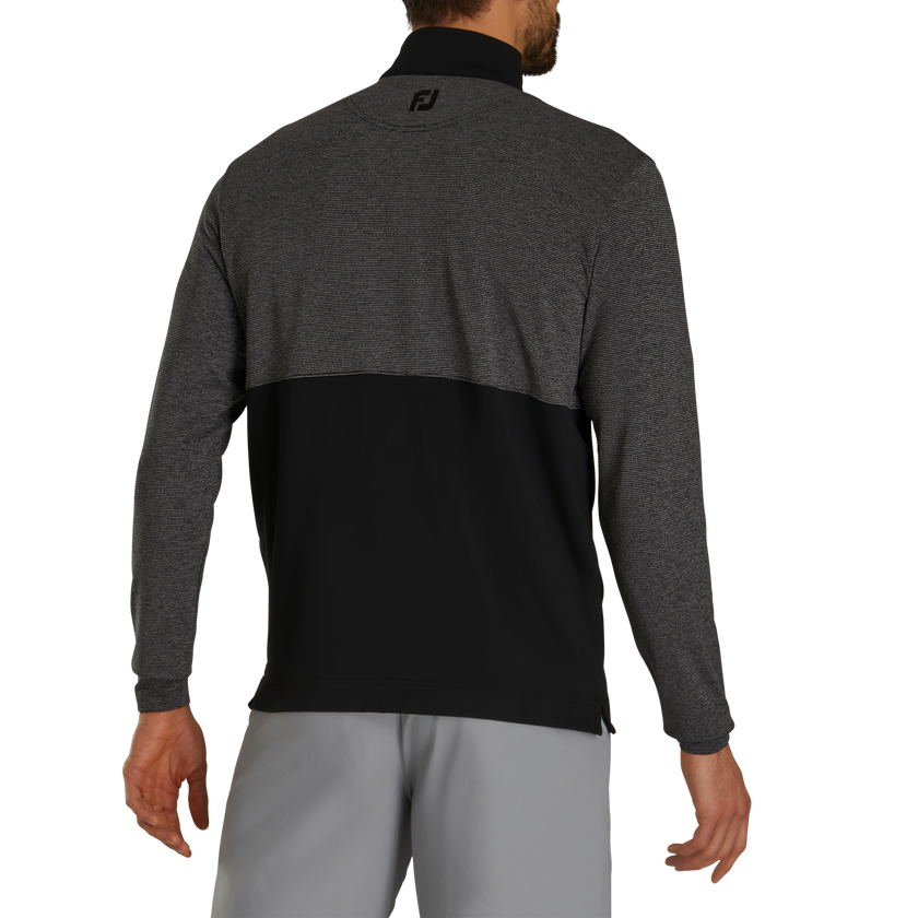 2024 FootJoy Men's Space Dye Stripe Blocked Quarter-Zip Pullover - Black
