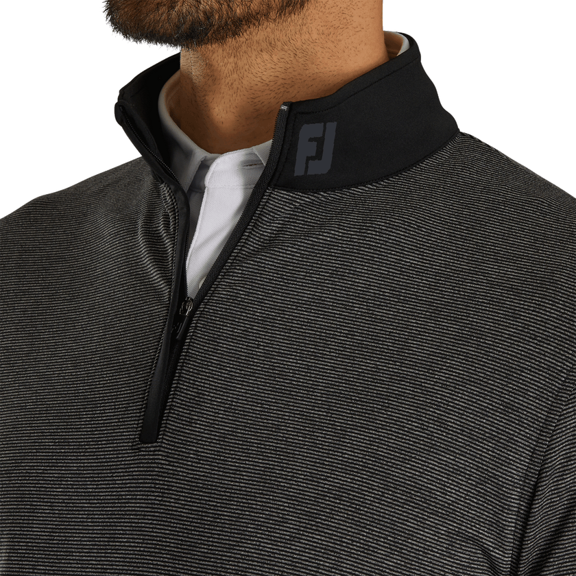 2024 FootJoy Men's Space Dye Stripe Blocked Quarter-Zip Pullover - Black