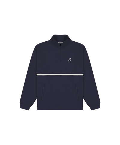 Huffer Men's Club 1/4 Zip Crew - Navy/Chalk