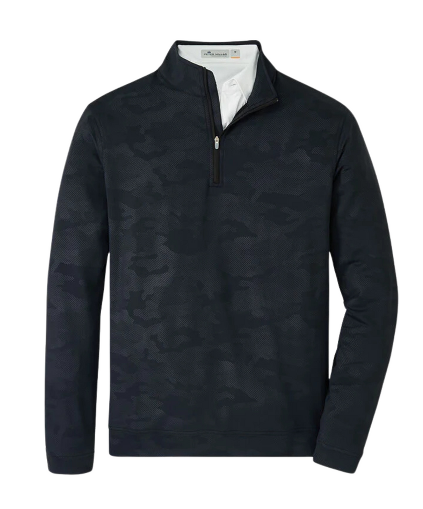 2025 Peter Millar Men's Perth Camo Performance Quarter-Zip - Black