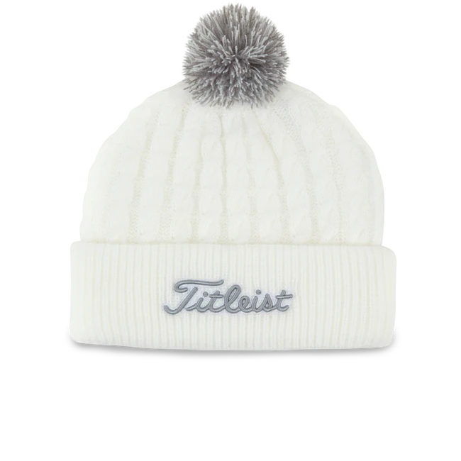 2024 Titleist Cableknit Pom Pom Beanie White/Grey – The Clubroom
