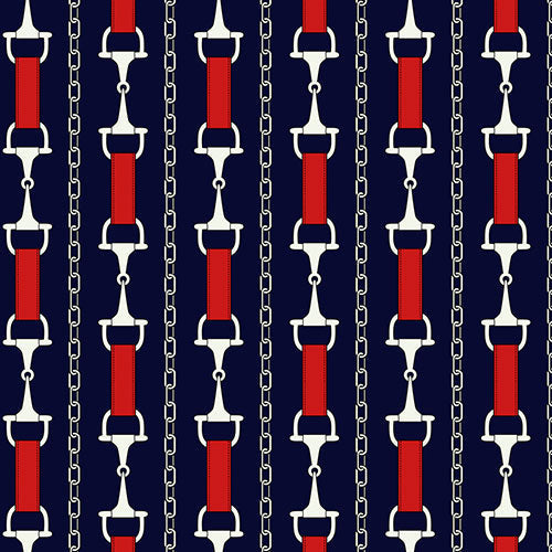 IBKUL Womens Vic Print Long Sleeve Mock Neck Top - Navy / Red