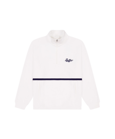 Huffer Women's Club 1/4 Zip Crew - Chalk/Navy