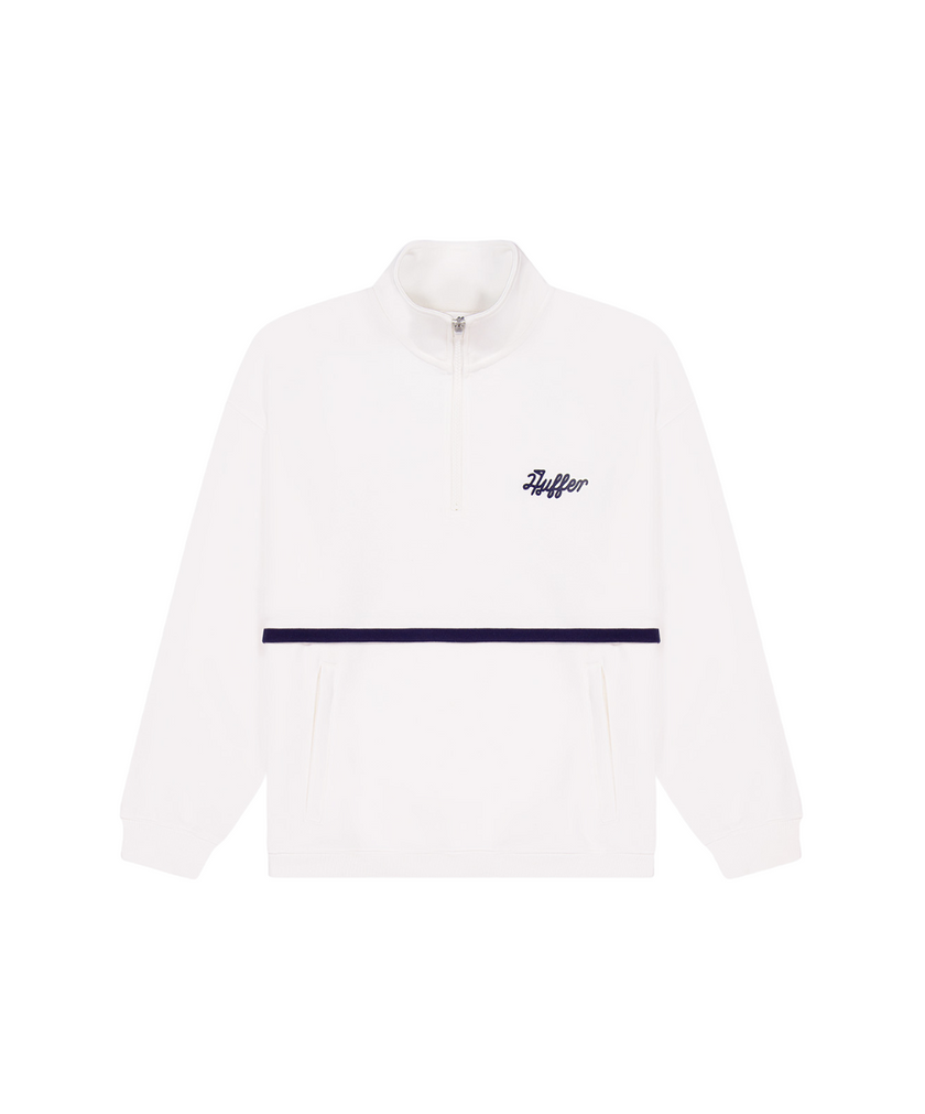 Huffer Women's Club 1/4 Zip Crew - Chalk/Navy