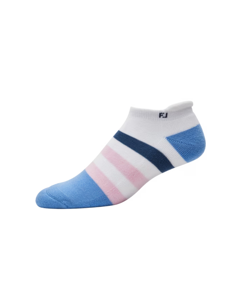 2024 FootJoy ProDry Fashion Roll Tab Women's Socks - White / Blue / Pink