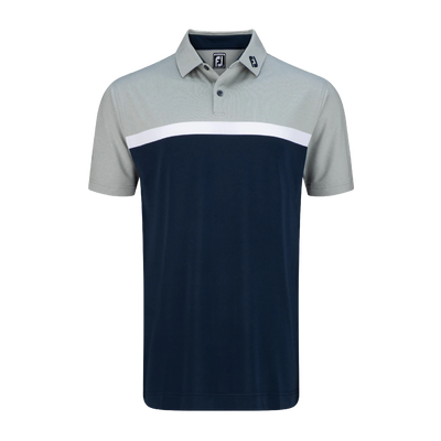 2023 FootJoy Men's Lisle Colour Block Polo - Grey/White/Navy