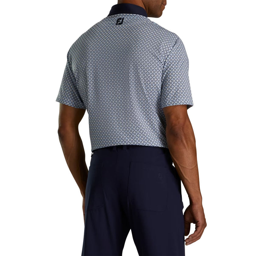 2023 FootJoy Mens Circle Print Polo - Navy / True Blue / Almond