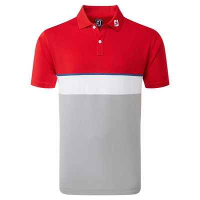 2023 FootJoy Mens Colour Theory Polo - Red / White / Iron