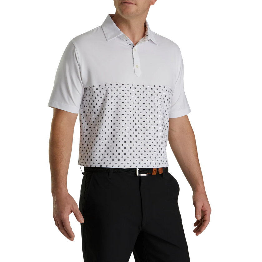 2023 FootJoy Mens Engineered Foulard Polo - White / Orchid / Black