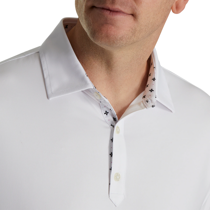 2023 FootJoy Mens Engineered Foulard Polo - White / Orchid / Black