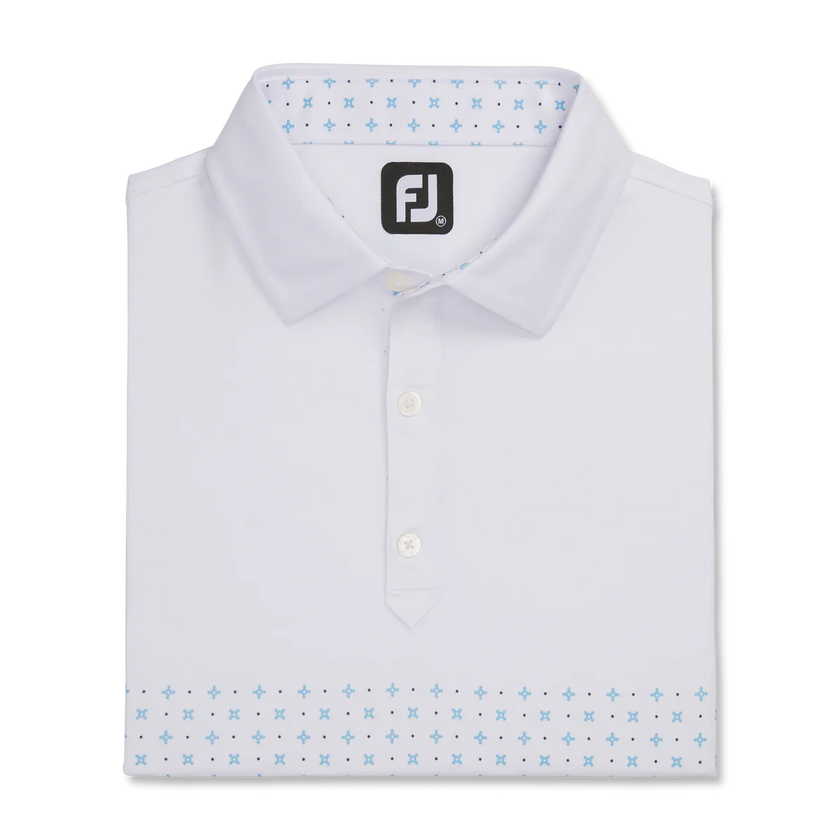 2023 FootJoy Mens Engineered Foulard Polo - White / True Blue / Navy