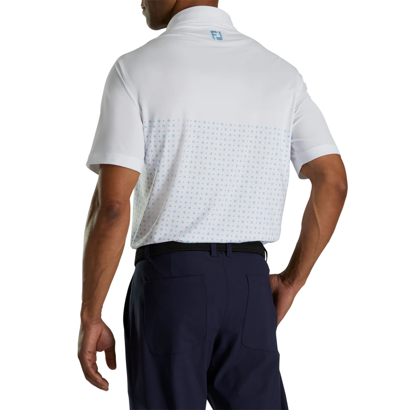 2023 FootJoy Mens Engineered Foulard Polo - White / True Blue / Navy