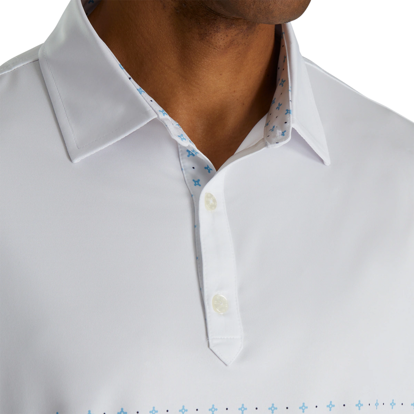 2023 FootJoy Mens Engineered Foulard Polo - White / True Blue / Navy