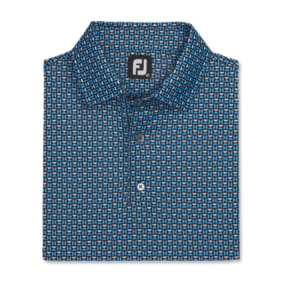 2023 FootJoy Mens Half Moon Geo Polo - Navy / True Blue / White / Almond