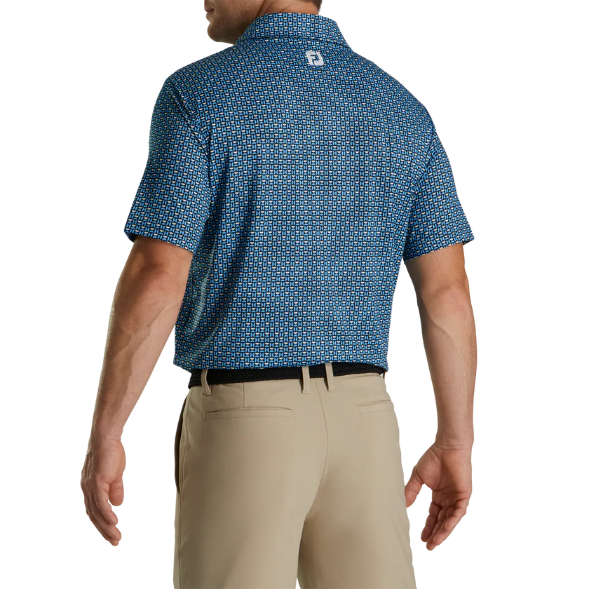 2023 FootJoy Mens Half Moon Geo Polo - Navy / True Blue / White / Almond