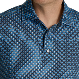 2023 FootJoy Mens Half Moon Geo Polo - Navy / True Blue / White / Almond