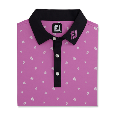 2023 FootJoy Mens Scattered Floral Polo - Orchid / Black