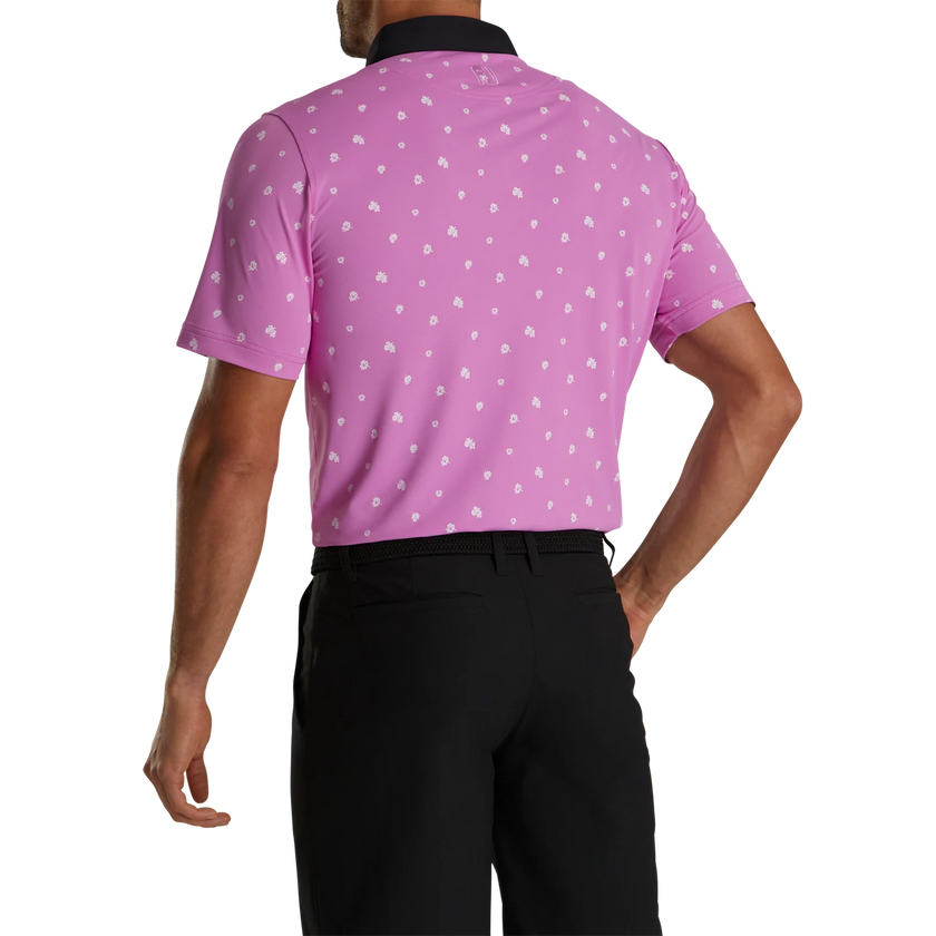 2023 FootJoy Mens Scattered Floral Polo - Orchid / Black