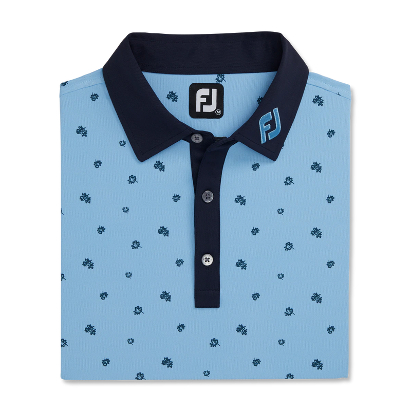 2023 FootJoy Mens Scattered Floral Polo - True Blue / Navy