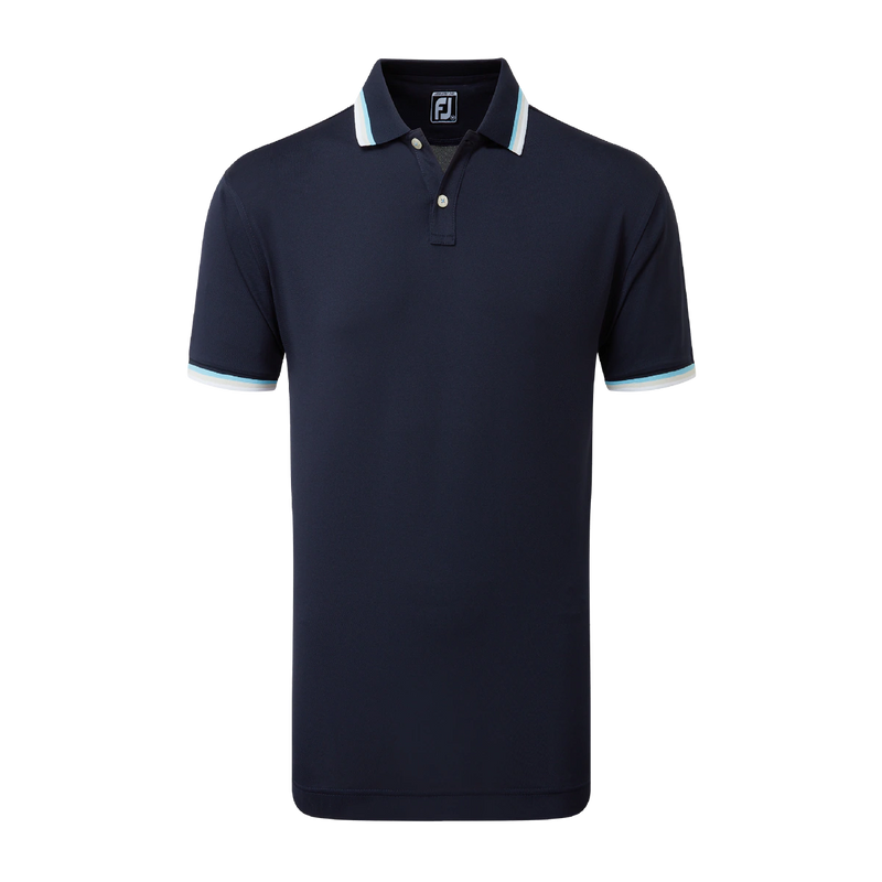 2023 FootJoy Mens Solid Polo With Trim Pique - Navy