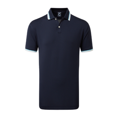 2023 FootJoy Mens Solid Polo With Trim Pique - Navy